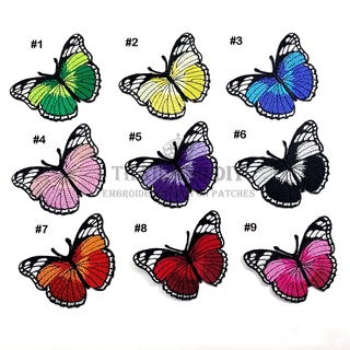 ตัวรีดผีเสื้อ แมลง ปีก หลากสี งานปัก สีสวย Butterfly Insect Patch WOP ตัวรีดติดเสื้อ ตัวรีด ผีเสื้อ อาร์ม ติดเสื้อผ้า สี