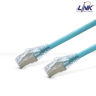 [ใหม่] LINK สายแลน CAT6A Shield RJ45-RJ45 PATCH CORD XG LSZH US-52XXSLZ-9 สี Aqua Blue รองรับความเร็ว 10 Gbps