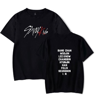 เสื้อยืดครอปเสื้อยืดผ้าฝ้าย 100% พิมพ์ลาย Straykids Minho Jisung Woojin Changbin Felix HopS-5XL