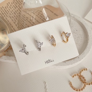 Hadesories Sweet Heart Hoop Earrings ต่างหูห่วงประดับเพชรรูปหัวใจ