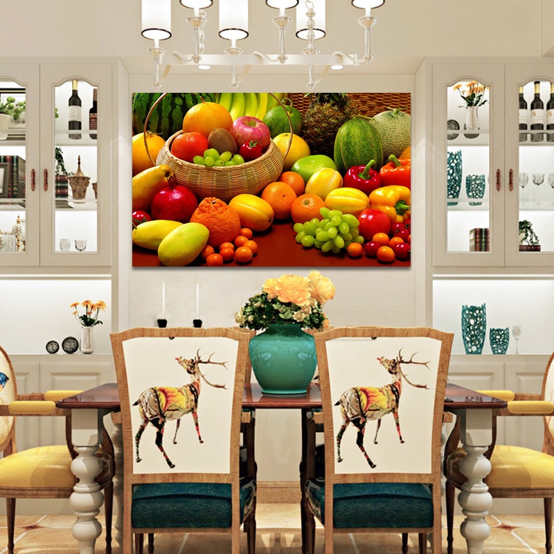 โปสเตอร์ภาพวาดผ้าใบ รูปผัก และผลไม้ สําหรับตกแต่งผนังบ้าน ห้องรับประทานอาหาร - รูปที่ 4