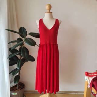 ZARA Womens Midi Dresses เดรสยาว สีแดง