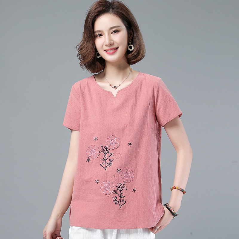 FBAShop 💕เสื้อคอจีนปักลายดอกไม้แบบวินเทจสีสวยใส่สบายสาวๆวัยทำงานก็ใส่ได้น้า