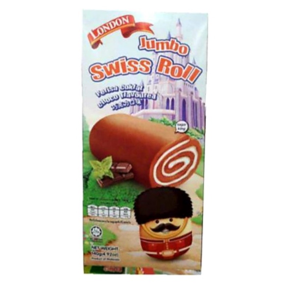 🌋เค้กลอนดอนโรล🌋 LONDON Jumbo Swiss Roll สอดไส้ครีมช็อกโกแลต&สตอร์เบอรี่