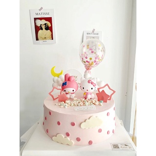 พร้อมส่ง - 3 ชิ้น / ชุด Hello Kitty Melody Happy Birtday ท็อปเปอร์ตกแต่งเค้ก