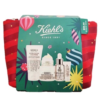 Kiehls Brighten Up &amp; Glow Holiday Set ชุดผลิตภัณฑ์ทำความสะอาดและบำรุงผิวหน้ากระจ่างใสสูตรพรีเมี่ยมจากต่างประเทศ