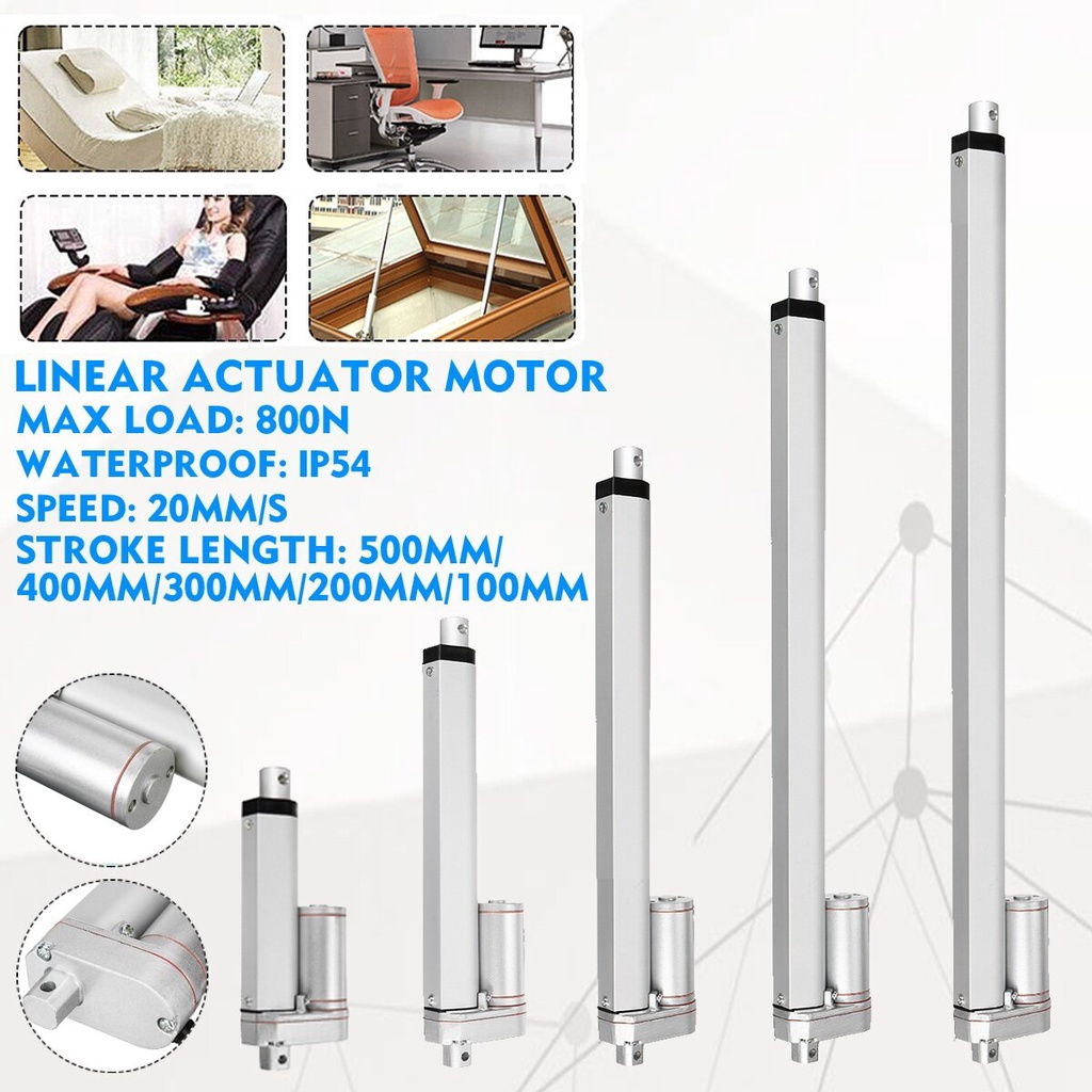 800N 20mm/s 12V DC Linear Actuator Motor Linear Actuator Lift Electric Motor Bracket 500/400/300/200