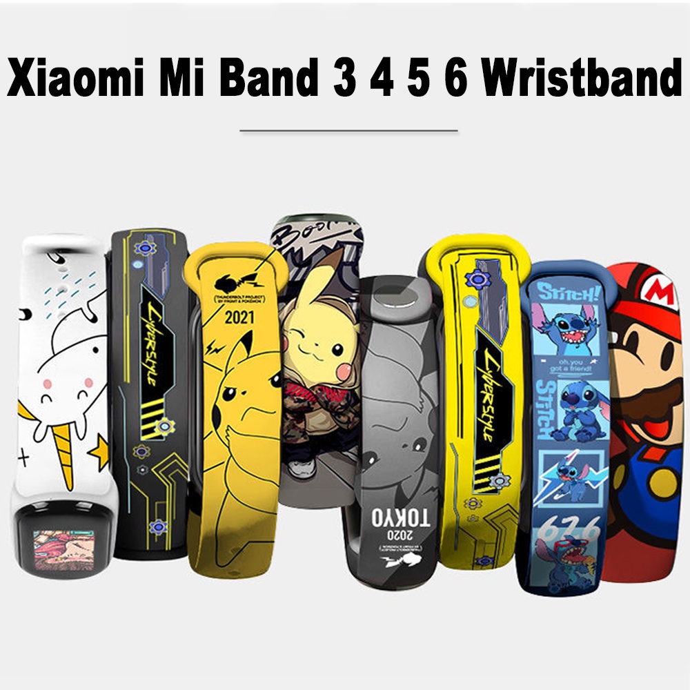 สายนาฬิกาข้อมือซิลิโคนสําหรับ Xiaomi Mi Band 3 4 5 6