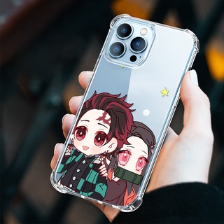 เคสโทรศัพท์มือถือแบบนิ่ม ใส กันกระแทก ลายอะนิเมะดาบพิฆาตอสูร สําหรับ iPhone 13 Pro Max 12 11 X XS Max 7 8 Plus