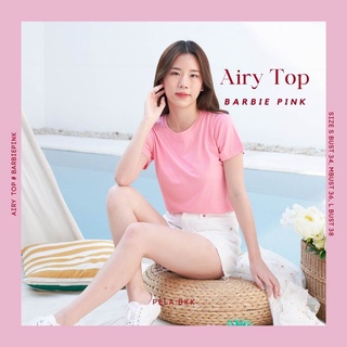 Pela.bkk Airy top เสื้อยืดคอกลม สีชมพู (ฺBarbie pink)