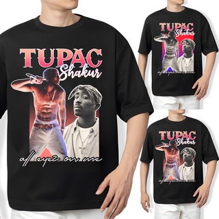 เสื้อยืดผ้าฝ้ายพิมพ์ลายแฟชั่น เสื้อยืดแขนสั้น พิมพ์ลาย Tupac Shakur West Coast สไตล์ฮิปฮอป เรโทร สําหรับผู้ชาย 2 แพ็ก