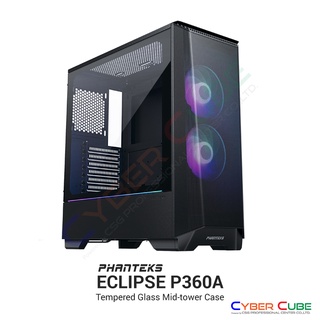 Phanteks Eclipse P360A (Black) -- Tempered Glass Mid-tower Case สีดำ (เคส) Case