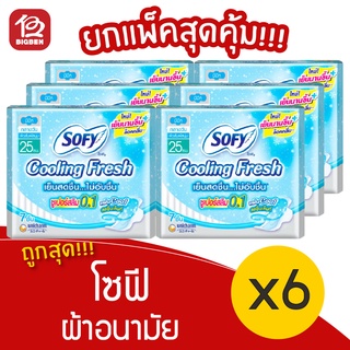 [แพ็ค 6 ห่อ] Sofy โซฟี คูลลิ่ง เฟรซ ซูเปอร์สลิม 0.1 มีปีก 25 ซม. 7ชิ้น 8851111116027