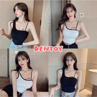 Bentoy(Q603)เสื้อกล้ามไหมพรม เสื้อสายเดี่ยวดีเทลสายถักน่ารัก รัดรูป