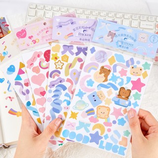 🌈 พร้อมส่งในไทย สติ๊กเกอร์ริบบิ้นสีสันสดใส ตัวอักษรสร้างสรรค์สติกเกอร์อัลบัมภาพ