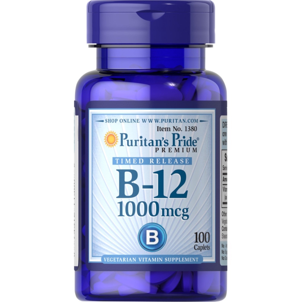 puritan pride Vitamin B-12 1000 mcg Timed Release 100caplets วิตามินบี12แบบสลายตัวช้า