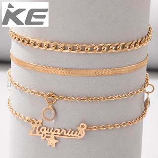 Simple foot ornaments star letter four-anklet diamond-encrusted snake bone chain multi-anklet