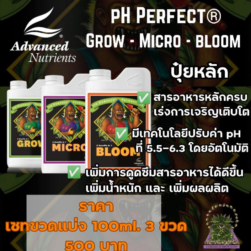 PH​ perfect​ Grow, Micro and Bloom 100ml.