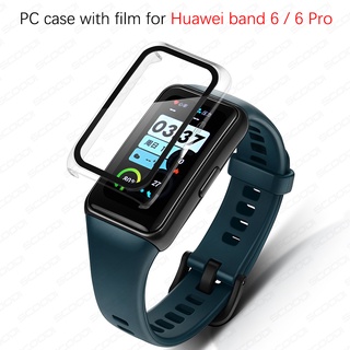 2in1 ฟิล์ม PET + เคส PC แบบแข็ง สําหรับ Huawei Band 6 / 6 pro ฝาครอบป้องกันหน้าจอ