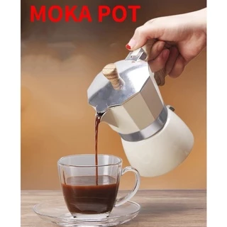 การจัดส่งในประเทศไทย✔✔ 150/300ML Moka Pot Coffee อลูมิเนียม คุณภาพเดียวกับของอิตาลี (ด้ามจับเป็นพลาสติกลายไม้)