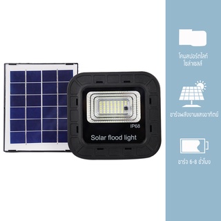 IWACHI โคมสปอร์ตไลท์ โซล่าเซลล์ 50W IWC-FLOOD-SOLAR-JD-8850A-50W รุ่น JD-8850A