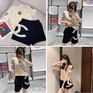 AMOLPA (ชุดเซต)เสื้อทอลาย ชาแนล chanel+กางเกงขาสั้น