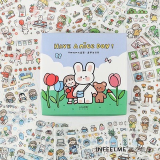 🧸(ยกกล่อง 100 แผ่น)🧸สติ๊กเกอร์รูปน่ารักๆ สําหรับตกแต่งไดอารี่ สติ๊กเกอร์ไดคัท ลายน่ารัก สติ๊กเกอร์ตกแต่ง DIY พร้อมส่ง