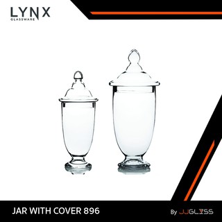 JJGLASS - (LYNX) JAR WITH COVER 896 - แจกันแก้ว แฮนด์เมด มีฐานพร้อมฝาปิด