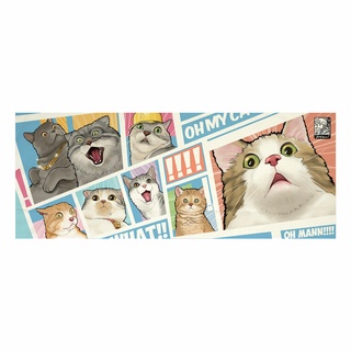 ผ้าแคนวาส พิมพ์ลาย แมวเงิบ ไม่มีกรอบ ขนาด 33.5 x 87.5 ซม / Oh! My Cat Tenugui  Canvas No frame size 33.5 x 87.5 cm