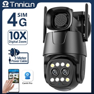 Tnnian กล้องวงจรปิดรักษาความปลอดภัย 8MP 4G ซิมการ์ด เลนส์คู่ WiFi IP PTZ ติดตามอัตโนมัติ มองเห็นกลางคืน แอพ CamhiPro