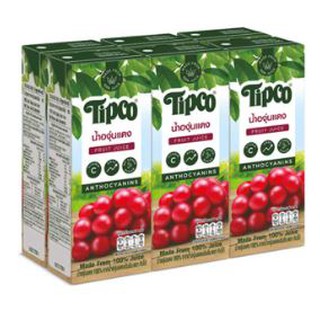 ทิปโก้ น้ำองุ่นแดง100% ขนาด 200ml ยกแพ็ค 6กล่อง TIPCO RED GRAPE JUICE