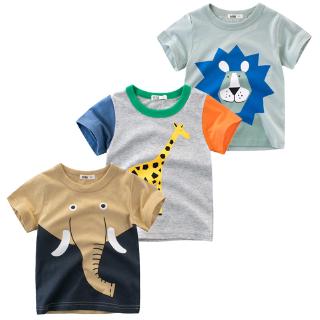 เสื้อยืดแขนสั้น แฟชั่นยอดนิยม พิมพ์ลายการ์ตูนสัตว์ สำหรับเด็…