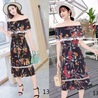 badgeFashion Women Flying Sleeve Sundress Chiffon Beach Floral Mini Casual Dress