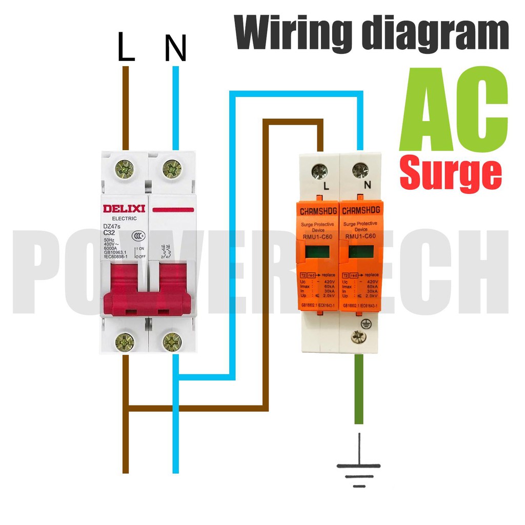 AC Surge Protector Device SPD ป้องกันฟ้าผ่า ไฟกระชาก สำหรับไฟบ้าน