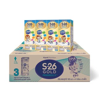 S-26 นมกล่อง (UHT) สูตร 3 รสจืด #ยกลัง 36 กล่อง