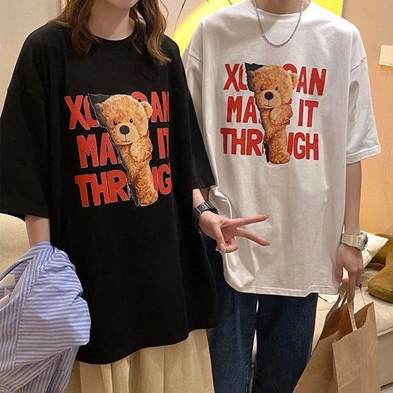 เสื้อยืด Oversize ผ้าCotton 100% แฟชั่นสไตล์เกาหลี T-Shirt โอเวอร์ไซส์ สกรีนลายสวยงาม พร้อมส่ง