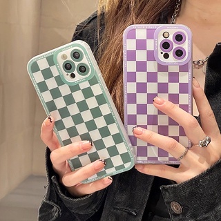 เคสโทรศัพท์มือถือ ซิลิโคนนิ่ม TPU ลายตารางหมากรุก สําหรับ Iphone 14 13 12 11 Pro XS Max 10 X XR 8 7 6 6S Plus SE2 Mini