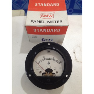 หน้าปัด วัดปริมาณกระแสไฟฟ้า แอมป์มิเตอร์ แบบกลม Amp Meter Standard SMW Panel meter Model 65.300 ความกว้างหน้าปัด