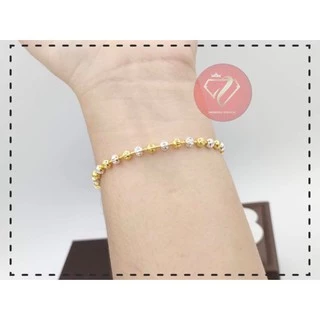 ข้อมือสองกษัตริย์ หุ้มทอง24K เหมือนแท้ ไม่แพ้ไม่ลอกไม่ดำ ขนาด4มิล ห้อยจี้หัวใจใหญ่