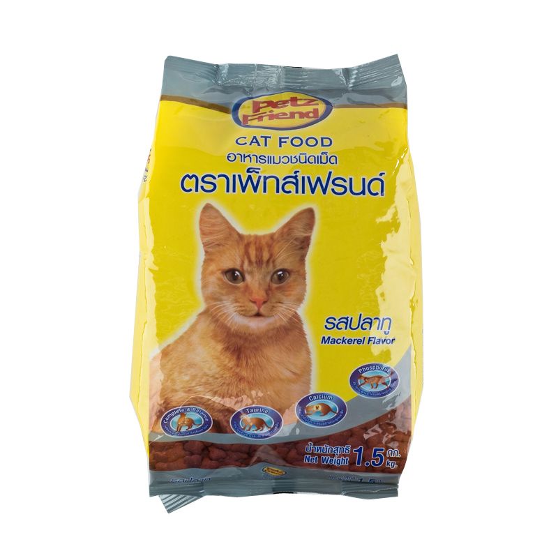 เพ็ทส์เฟรนด์ อาหารแมว ชนิดแห้ง แบบเม็ด รสปลาทู 1.2 กก. อาหารแมว Petz Friend Cat Food Mackerel Flavou