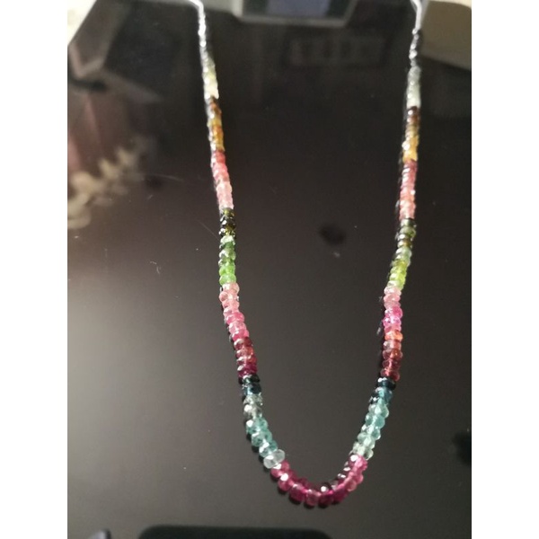สร้อยคอทัวร์มาลีนเหลี่ยมหน้าธรรมชาติ Natural Jewel qx刻面项链