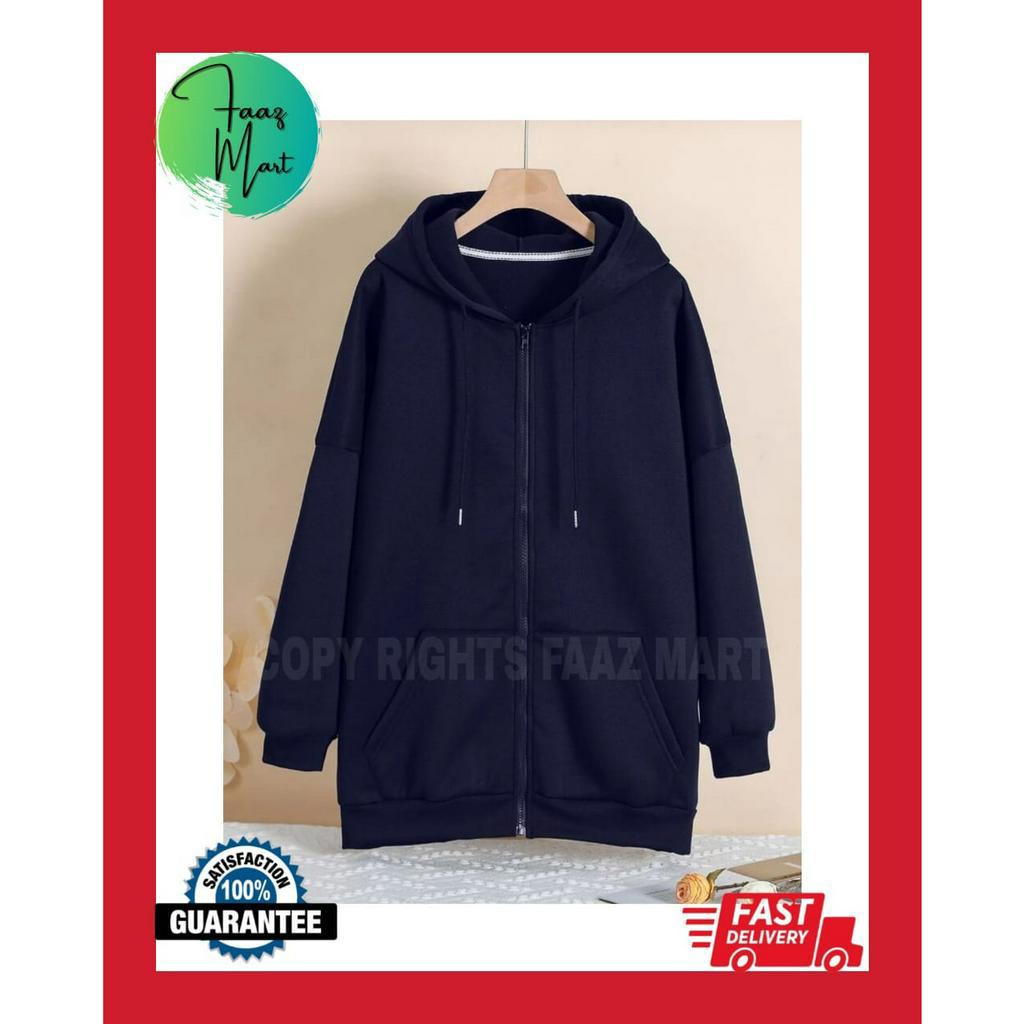 PLUS ขนาด (S-5XL)UNISEX PLAIN SOLID ZIP UP HOODIES/LONG SLEEVE SWEATSHIRTS CASUAL WEAR HOODIES