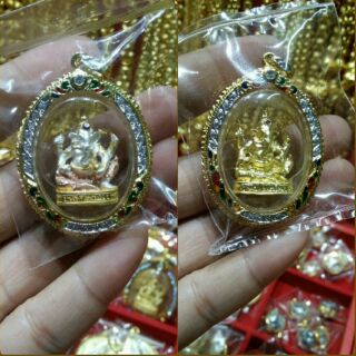 จี้พระพิฆเนศ งานหุ้้มทอง5ไมครอน ประดับเพชรcz แต่งลงยา