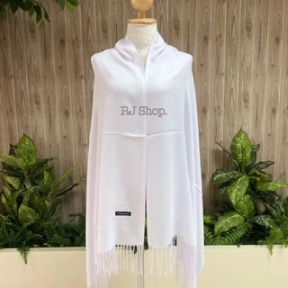 🧣#สีขาวล้วน-สีพื้น เนื้อนุ่ม #cashmere #ผ้าพาสมีน่า คลุมไปวัด ปฏิบัติธรรมได้🧣 (พร้อมส่ง)