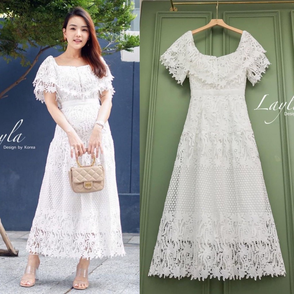 Code no:210156-Layla เดรสลูกไม้เปิดไหล่ ลูกไม้เนื้อดีเกรดพรีเมี่ยมทรงเข้ารูปสวย