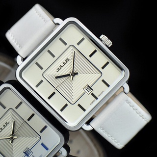 JULIUS WATCH JA558 สีขาว (WHITE) นาฬิกาข้อมือผู้หญิง แบรนด์เกาหลี แฟชั่นฮิตของแท้ สายหนัง