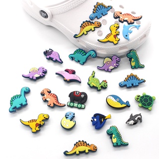 CROCS อุปกรณ์เสริมหัวเข็มขัด Pvc ลายการ์ตูนไดโนเสาร์สําหรับรองเท้าเด็ก