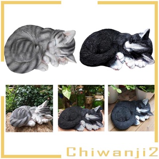 [Chiwanji2] ฟิกเกอร์รูปปั้นแมวนอนหลับน่ารัก ขนาดเล็ก สําหรับตกแต่ง