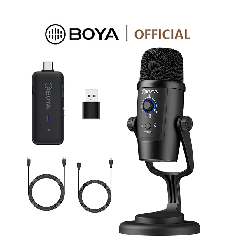 Boya BY-PM500W Wireless Desktop Microphone ไมโครโฟนไร้สาย อเนกประสงค์ แบบเสียบแล้วใช้งานได้เลย สําหรับแล็ปท็อป โทรศัพท์มือถือ Type-C