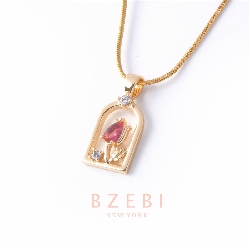 Bzebi สร้อยคอทองคํา 18k ไทเทเนียม จี้เพชร ป้องกันสนิม เครื่องประดับแฟชั่น สําหรับผู้หญิง สไตล์เกาหลี ของขวัญวันเกิด พร้อมกล่องพิเศษ 19n